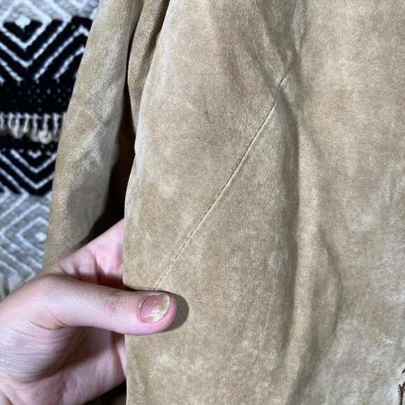 90s brown suede embroidered jacket - Picture 4 of 8